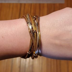 Gold, silver, and bronze wrap magnetic bracelet